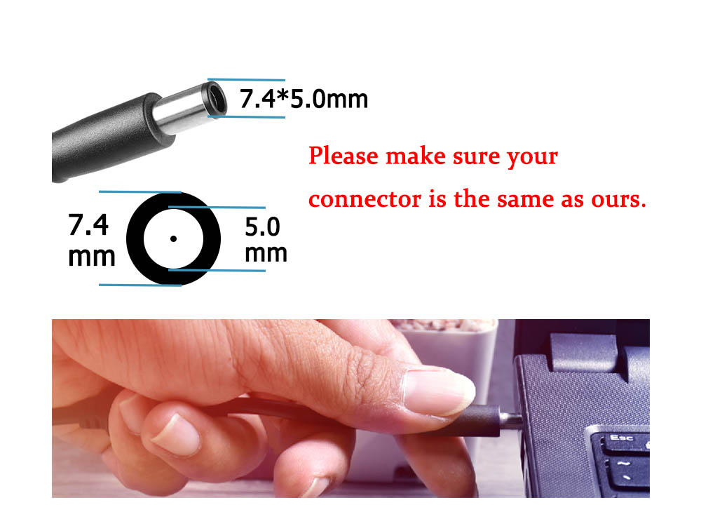 65W Laptop Charger Compatible With 849650-001 + Cord