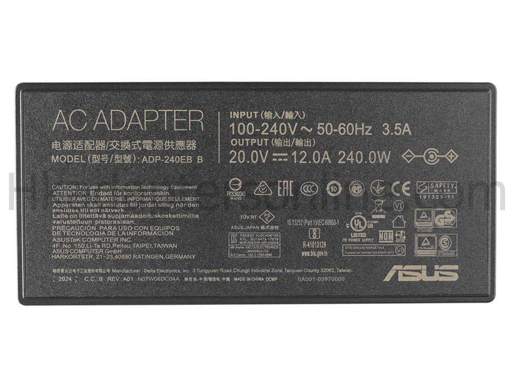 原廠 240W Asus 0A001-00970200 Charger 充電器 電源 + 電源線