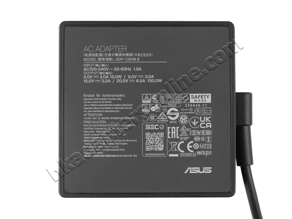 原廠 130W USB-C Asus 0A001-00310400 Charger 充電器 電源 + 電源線