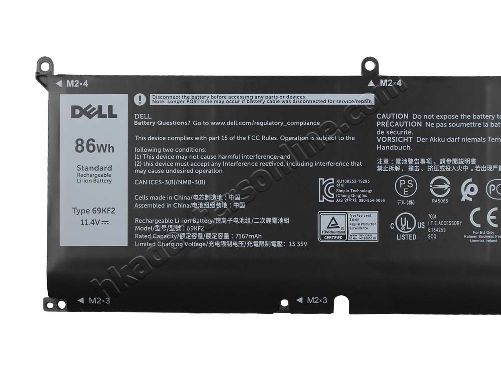 7167mAh 86Wh Dell 069KF2 CN-070N2F-SLW00 電池