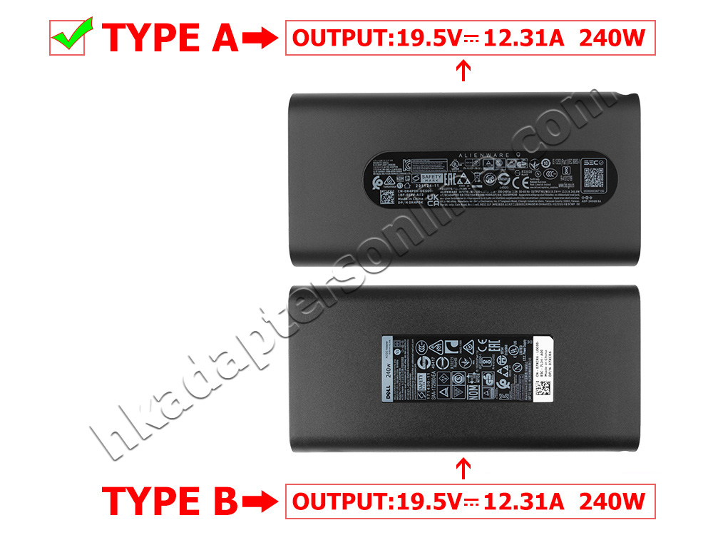 原裝 240W GaN Dell 60XMK 492-BDHI Charger 充電器 電源 + 電源線