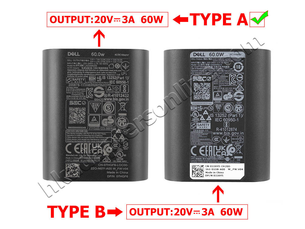 原廠 60W USB-C Dell 28I-D1W2-A00 Charger 充電器 電源 + 電源線