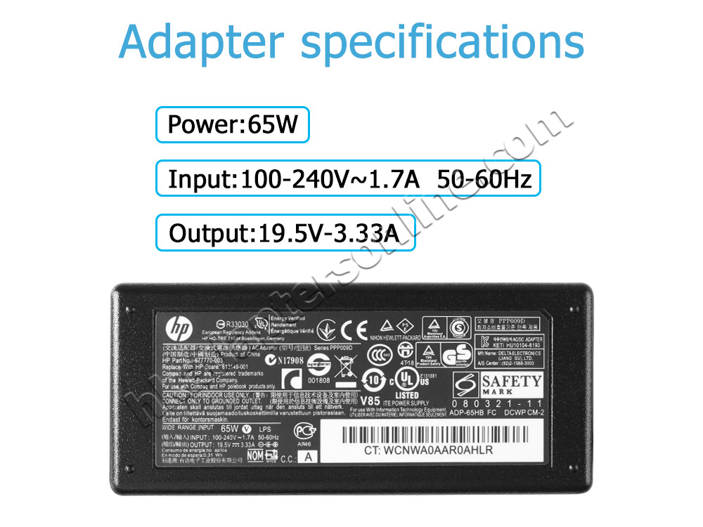 原裝 65W HP 924847-800 Charger 充電器 電源 + 電源線