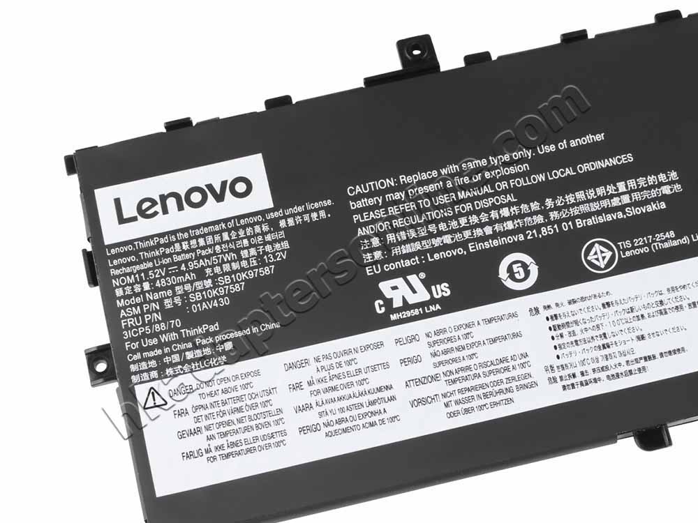 4950mAh 57Wh 3芯 Lenovo ThinkPad X1 Carbon G6 電池