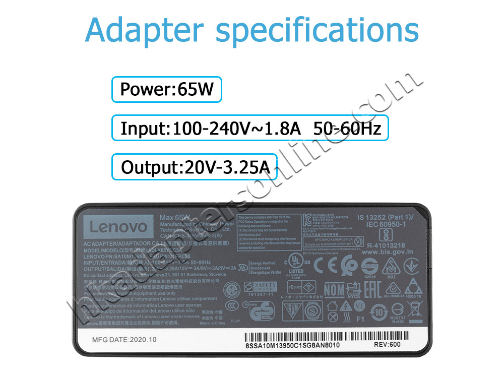 原廠 65W USB-C Lenovo IdeaPad Slim 5 16IAH8 83BG003HHH Charger 充電器 電源 + 電源線