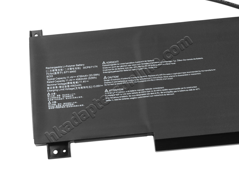 4700mAh 53.5Wh 3芯 MSI Katana GF66 11UD-002 電池